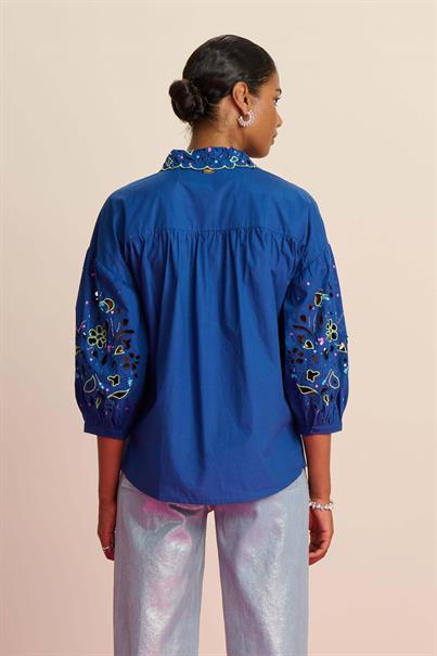 Blouse Embroidery ink blue sp7745